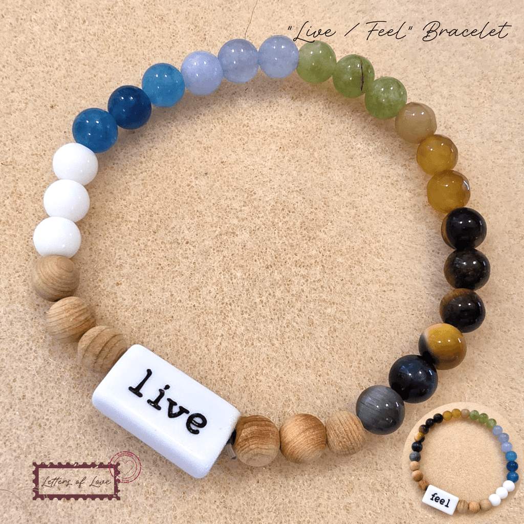 Front of “Live / Feel” Bracelet